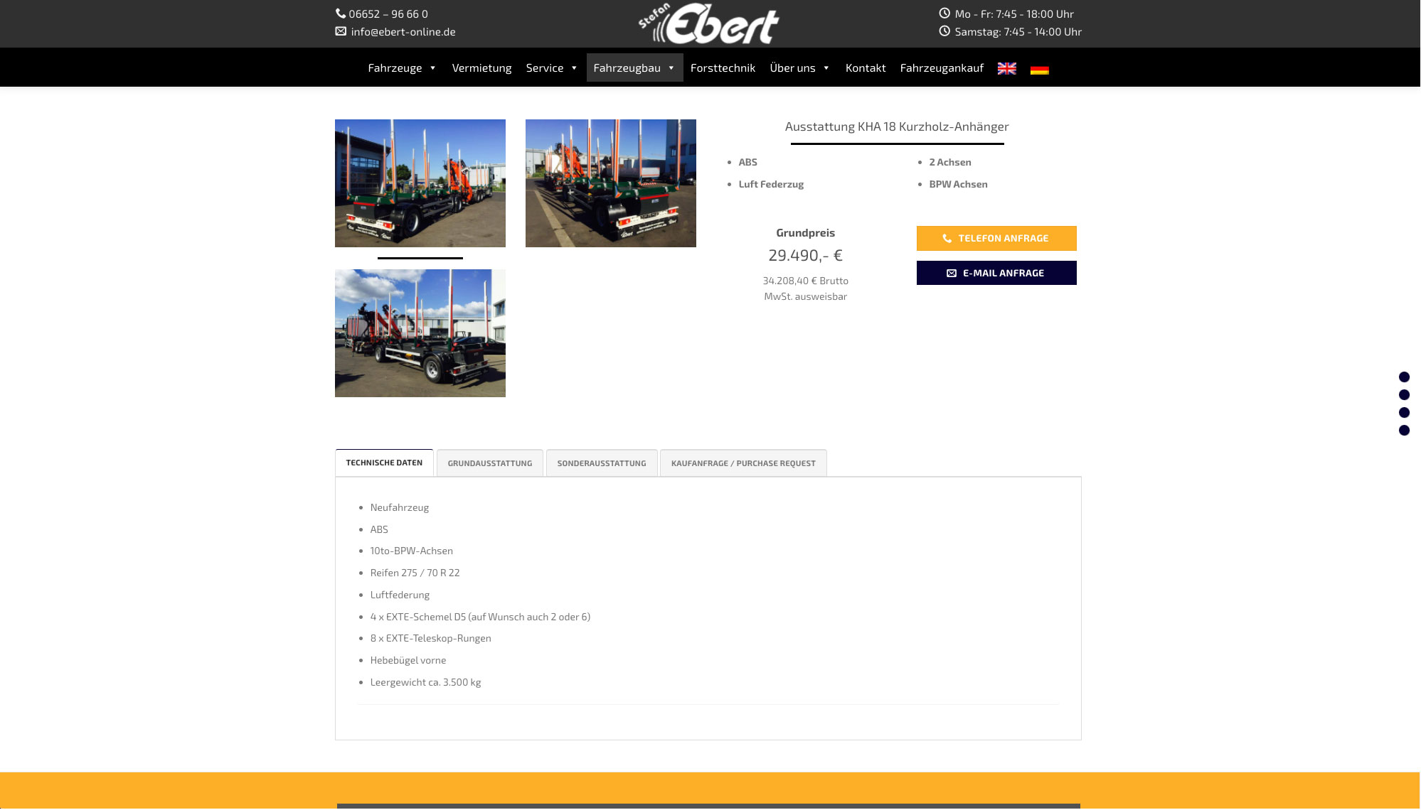 Convert GmbH CO KG - Projektstory Stefan Ebert Fahrzeugwelt - Screenshot Fahrzeugsuche Detailseite LKW