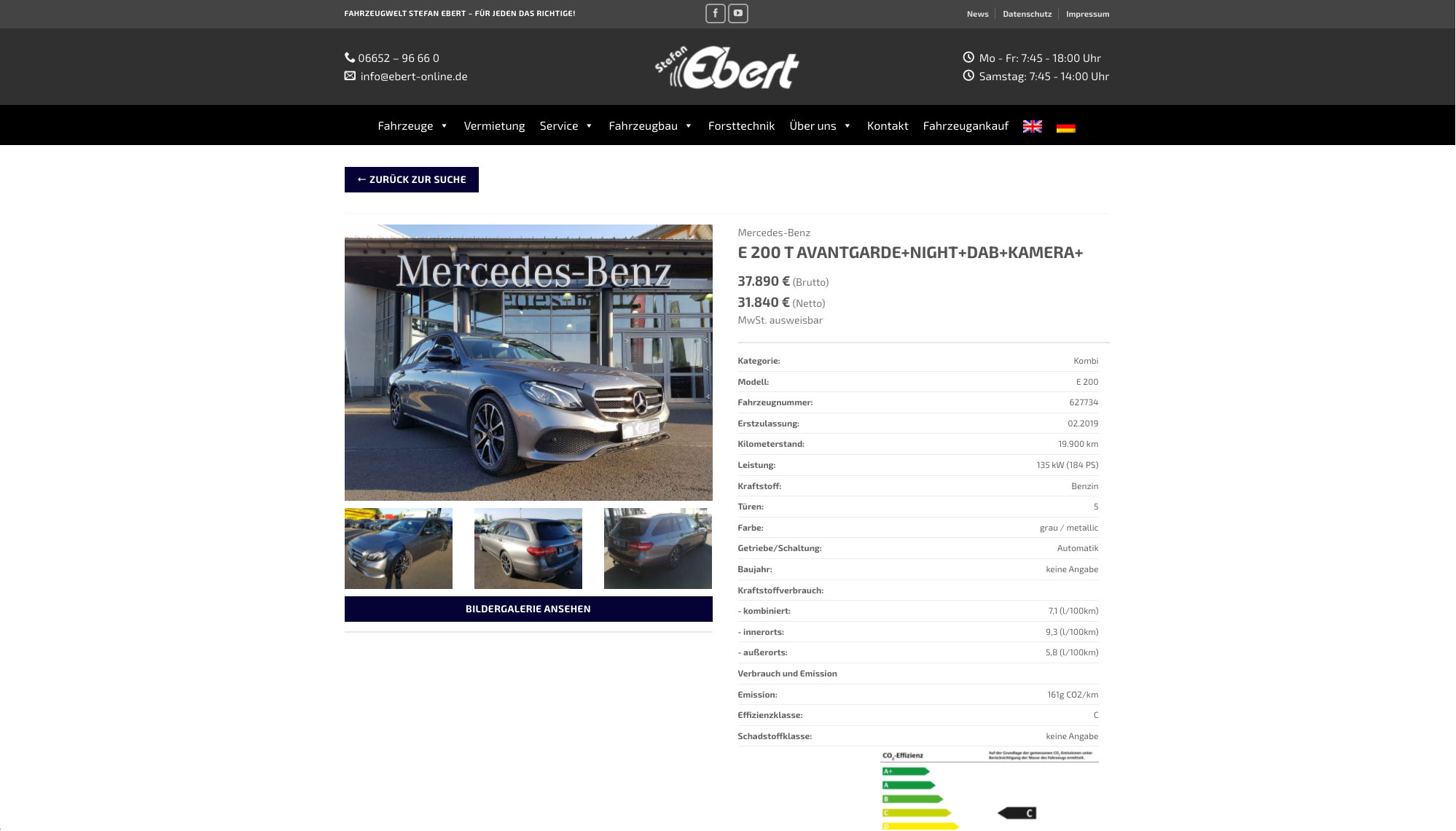 Convert GmbH CO KG - Projektstory Stefan Ebert Fahrzeugwelt - Screenshot Fahrzeugsuche Detailseite