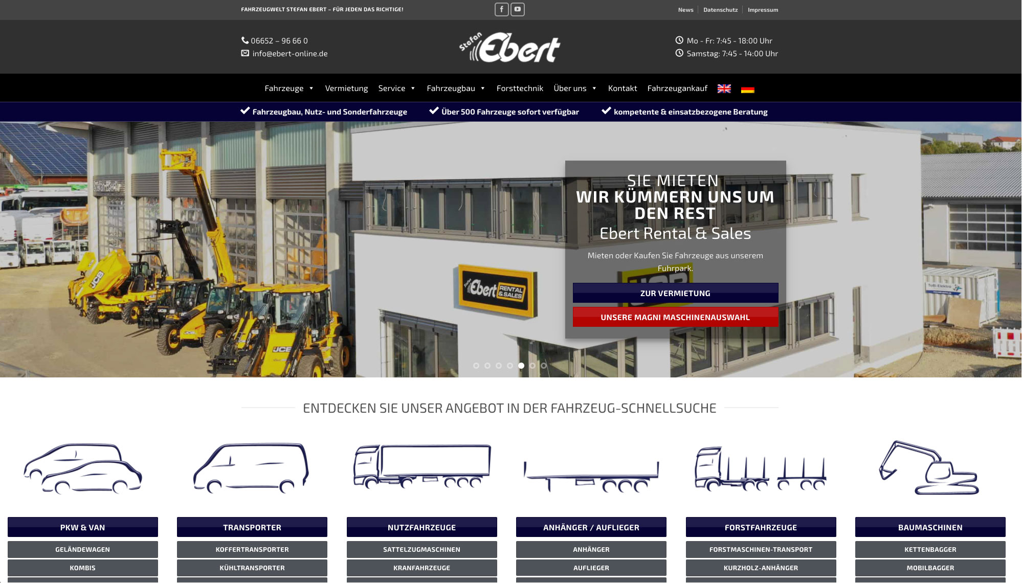 Convert GmbH CO KG - Projektstory Stefan Ebert Fahrzeugwelt - Screenshot Startseite