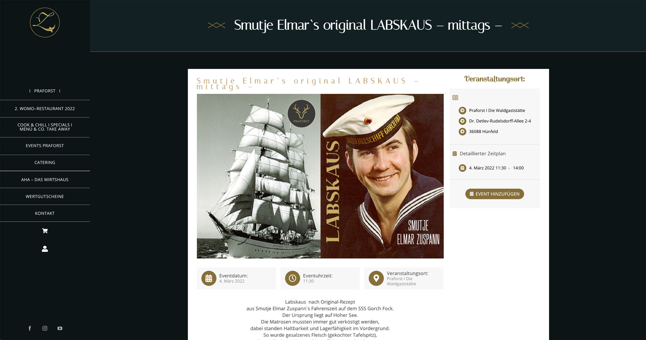 Convert GmbH CO KG - Projektstory Zuspann Ala Carte - Screenshot Event Einzelansicht