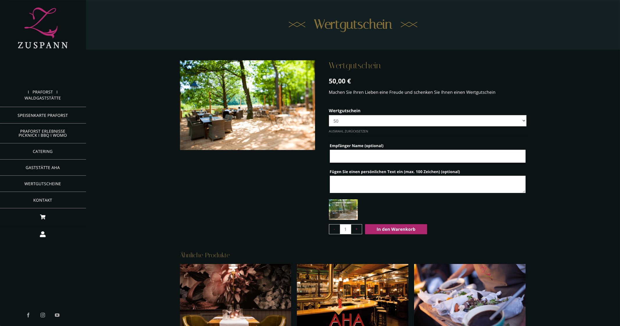 Convert GmbH CO KG - Projektstory Zuspann Ala Carte - Screenshot Wertgutschein Einzelansicht